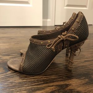 Christian Dior peep toe booties, size 37.5 / 7.5